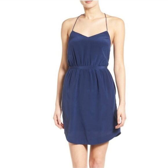 Madewell 100% Silk Starview Navy Blue Cami Slip Mini Dress 2 Spaghetti Straps - Picture 15 of 16